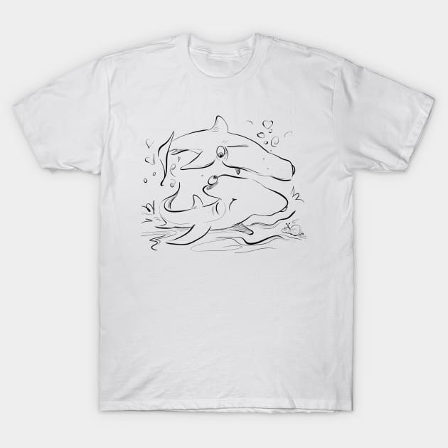 Happy Hammerhead Shark Couple T-Shirt by Jason's Doodles